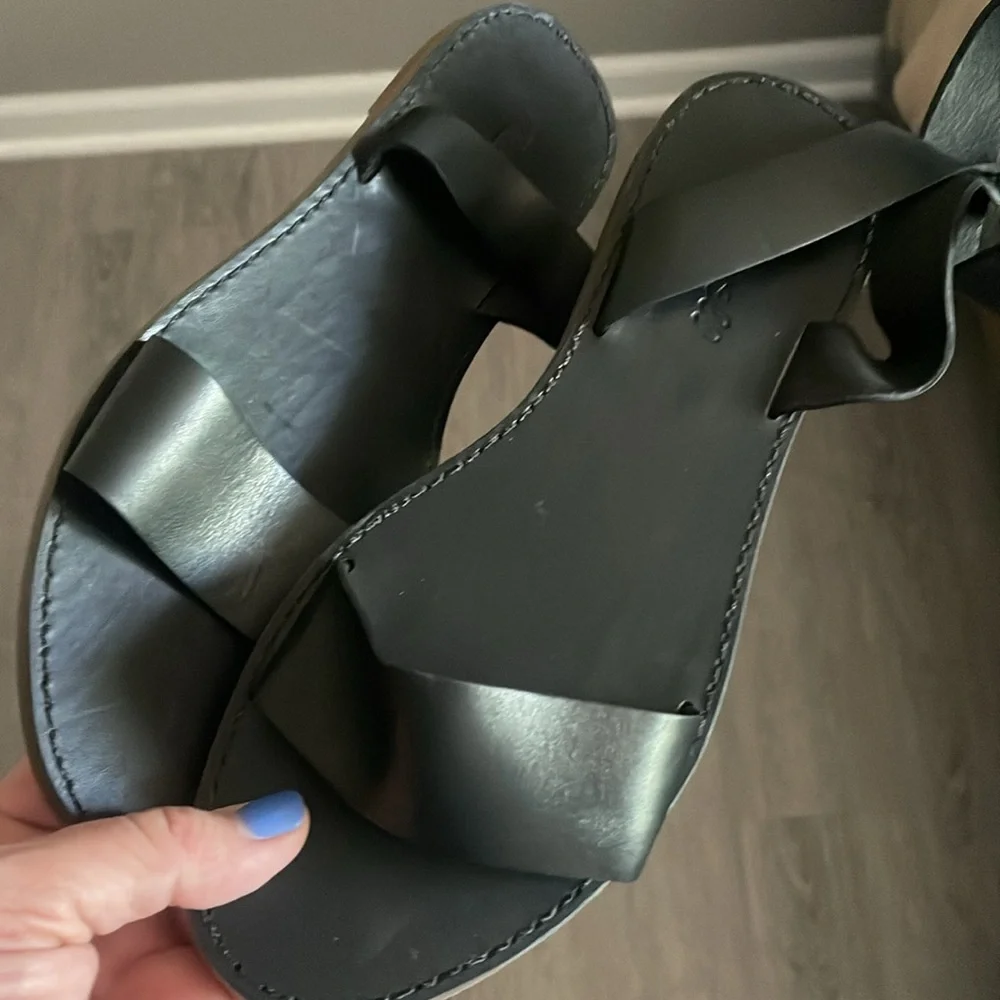 Madewell Women’s The Boardwalk Ankle Strap Black Leather Sandals Size 8.5 - Picture 11 of 11